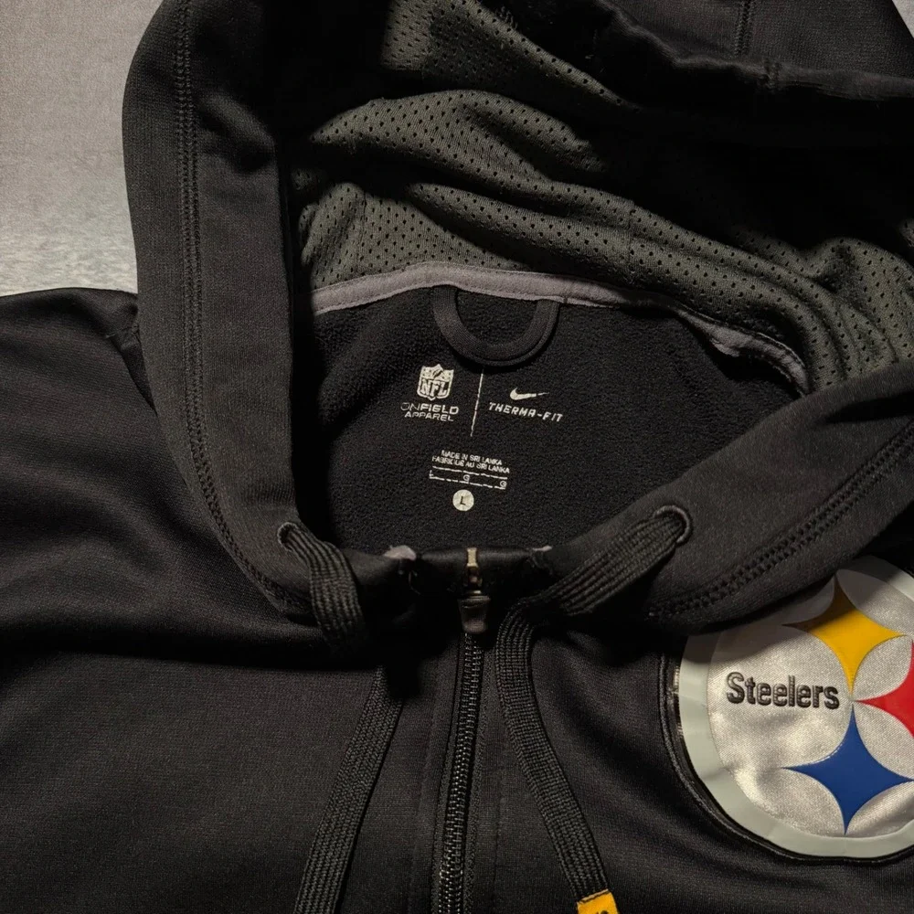 Nike Pittsburgh Steelers Therma-FIT Full Zip Hoodie Men Large Black NFL On Field